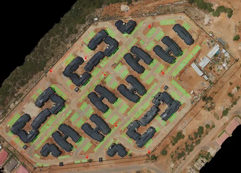 Drone-captured aerial model of a sectional title housing scheme in Gaborone